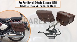 Fit For Royal Enfield Classic 650 Brown Color Bags With Saddle Stay Mounting